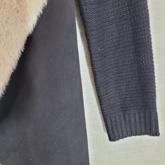 Twelfth Love Open Cardigan Sweater Jacket Womens Large Faux Fur Collar Polyester - Picture 4 of 8